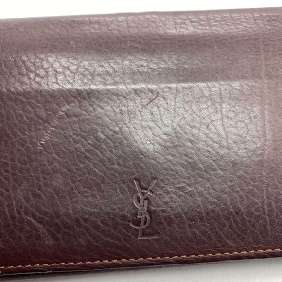 Authentic Yves Saint Laurent YSL Brown Leather Long Slim Wallet - Picture 12 of 13